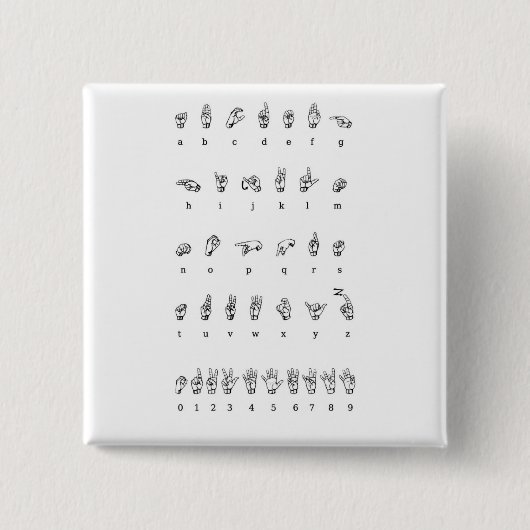 アメリカ手話 (ASL) 缶バッジ (正面)