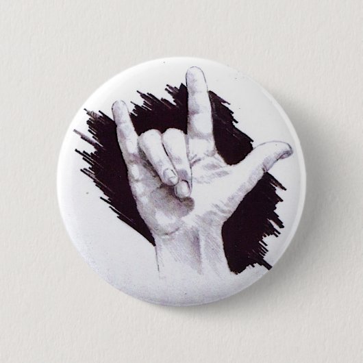 アメリカ手話I愛 缶バッジ (正面)