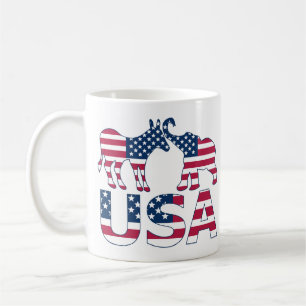 アメリカ政治民主党の共和党のロバ象 コーヒーマグカップ