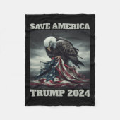 アメリカ救サッド・イーグル・アメリカ国旗が決して表れなかった フリースブランケット (正面)