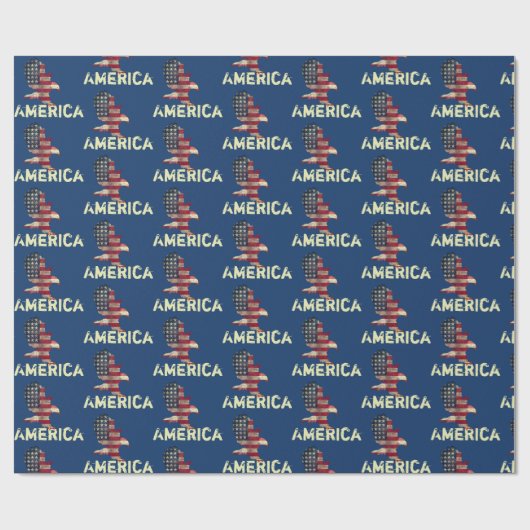 アメリカ文字の国旗とハゲのワシ ラッピングペーパー (フラット)