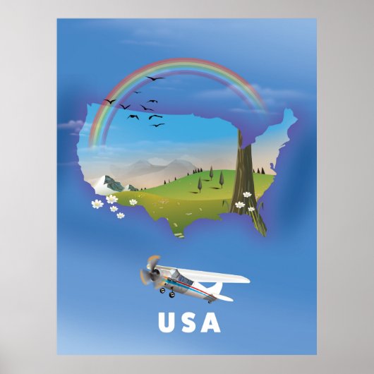 アメリカ旅行ポスターイラスト ポスター (正面)