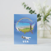 アメリカ旅行ポスターイラスト ポストカード (スタンド正面)