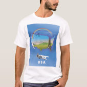 アメリカ旅行ポスターイラスト Tシャツ (正面)