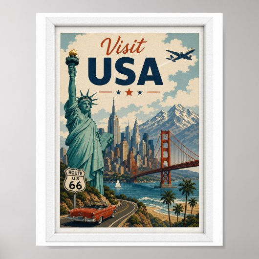 アメリカ旅行ヴィンテージ ポスター (正面)