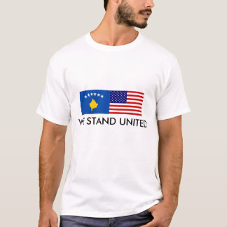 アメリカ旗、Flag_of_Kosovo、私達は統一されたに立ちます Tシャツ