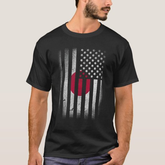 アメリカ日本の国旗ジャパン・アメリカ Tシャツ (正面)