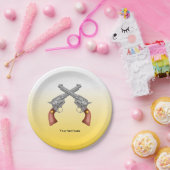 アメリカ旧西側拳銃が交差ヴィンテージ ペーパープレート (パーティー)