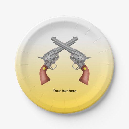 アメリカ旧西側拳銃が交差ヴィンテージ ペーパープレート (正面)