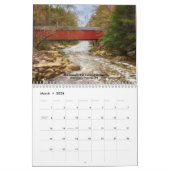 アメリカ暦の屋根付き橋 カレンダー (3月 2026)