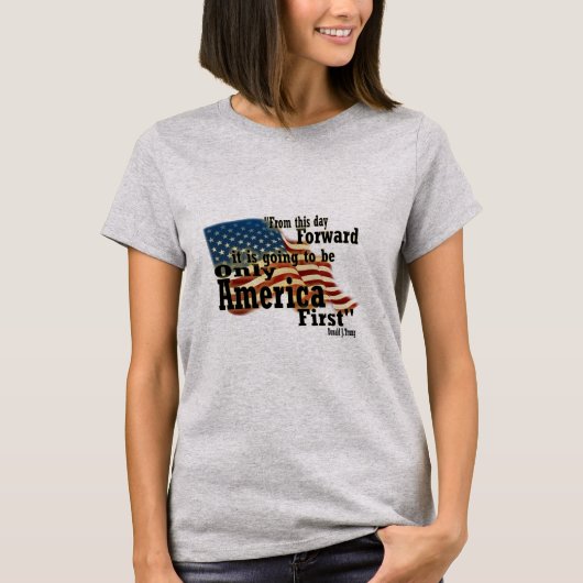 アメリカ最初の愛国的ヴィンテージ国旗 Tシャツ (正面)