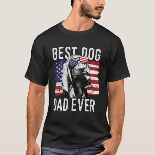 アメリカ最高の国旗の犬のパパエバーブラックとタンクーン Tシャツ (正面)