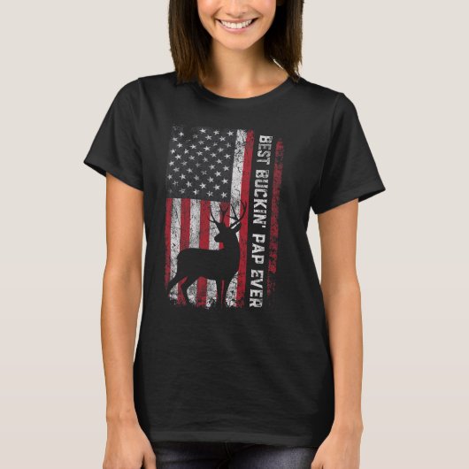 アメリカ最高の国旗バキンPap Ever Deer狩り父 Tシャツ (正面)