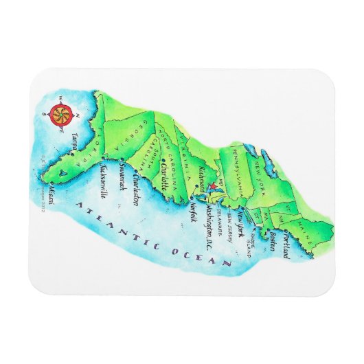アメリカ東海岸の地図 マグネット (横)