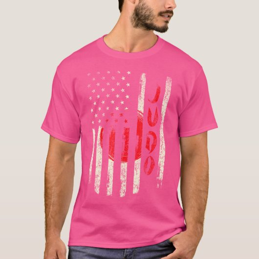 アメリカ柔道日本国旗ジュドカマルティ日本の Tシャツ (正面)