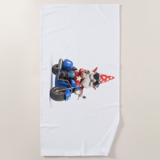 アメリカ格言ライディングバイク ビーチタオル (正面)