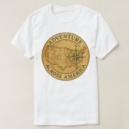 アメリカ横断アドベンチャー ビンテージ地図アート Tシャツ