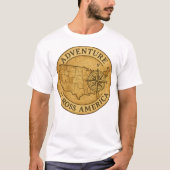 アメリカ横断アドベンチャー ビンテージ地図アート Tシャツ (正面)