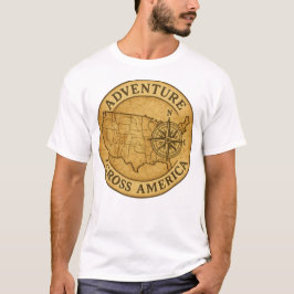 アメリカ横断アドベンチャー ビンテージ地図アート Tシャツ