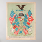 アメリカ歴史国旗(1901年)アメリカの歴史 ポスター (正面)