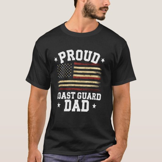 アメリカ沿岸警備隊パパ 父の日ギフトのアイデア アメリカ国旗 Tシャツ (正面)