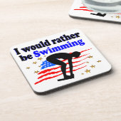 アメリカ泳ぐ人デザイン私はむしろ泳いでいたい コースター (左側)