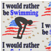 アメリカ泳ぐ人デザイン私はむしろ泳いでいたい ファブリック (クローズアップ)