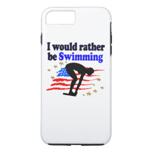 アメリカ泳ぐ人デザイン私はむしろ泳いでいたい iPhone 8 PLUS/7 PLUSケース