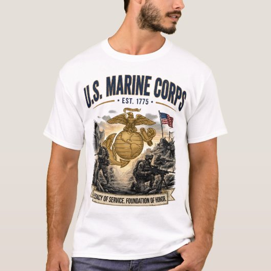 アメリカ海兵隊の奉仕の遺産コンバットメンズTシャツ Tシャツ (正面)