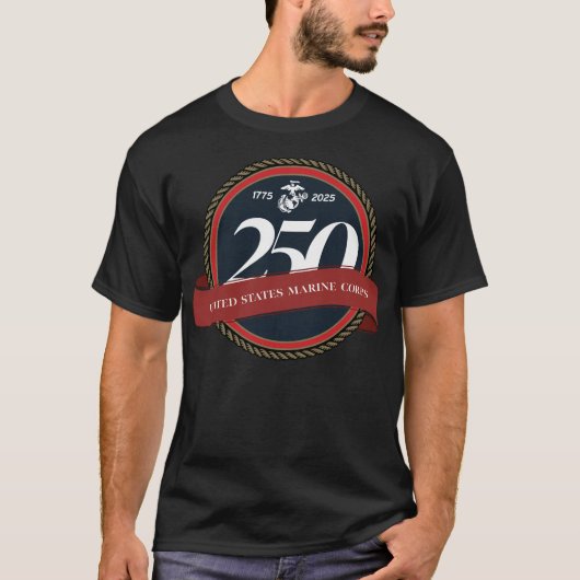 アメリカ海兵隊250周年シール Tシャツ (正面)