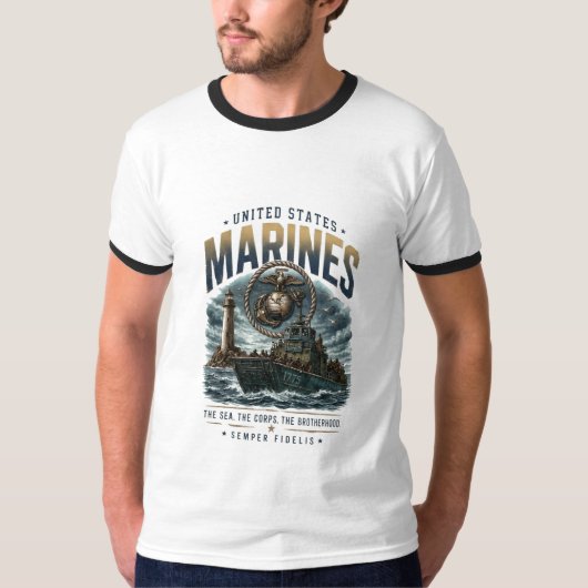 アメリカ海兵隊 海の兄弟 Men's Tシャツ (正面)