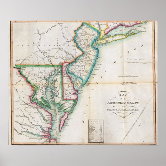 アメリカ海岸の地図 ポスター (正面)