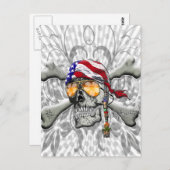 アメリカ海賊スカルとクロスボーンズ ポストカード (正面/裏面)