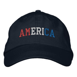 アメリカ海軍に刺繍された赤と青 刺繍入りキャップ