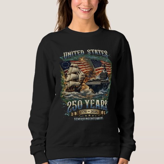 アメリカ海軍250周年記念 1776-2026 イーグルシップ空母 スウェットシャツ (正面)