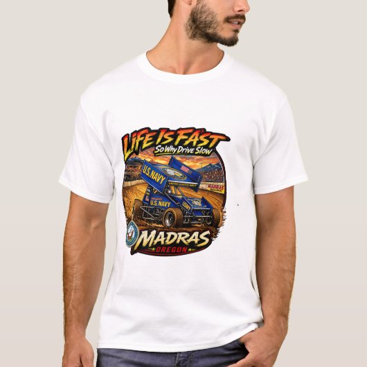 アメリカ海軍 スプリントカーライフは速い Tシャツ (正面)