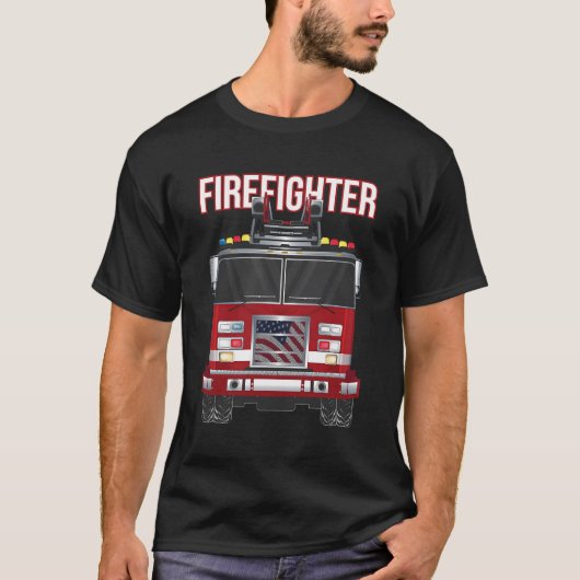 アメリカ消防士少年消防署トラックFi Tシャツ (正面)