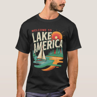 アメリカ湖のビンテージセイルボートへようこそ Tシャツ