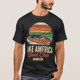 アメリカ湖ボートクラブ設立2026 ヴィンテージボーティング Tシャツ