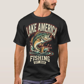 アメリカ湖釣り 2026年創業 ヴィンテージトラウト Tシャツ