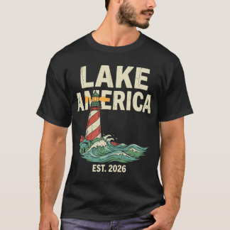 アメリカ湖 ライトハウス 設立 2026 ヴィンテージ レトロ Tシャツ