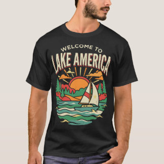 アメリカ湖 ヴィンテージ グレートレイクスへようこそ Tシャツ