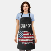 アメリカ湾おもしろいトランプ米国国旗 エプロン (着用した状態)
