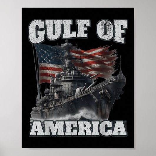 アメリカ湾おもしろい米国国旗 ポスター (正面)