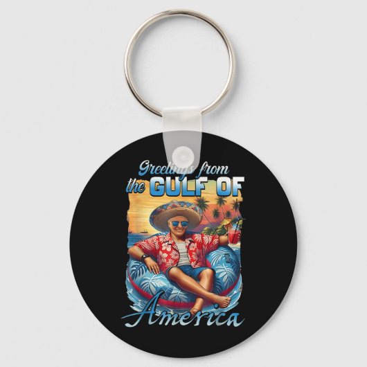アメリカ湾からのトランプの挨拶 キーホルダー (正面)