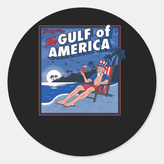 アメリカ湾からの挨拶 ラウンドシール (正面)