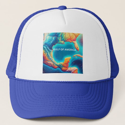 アメリカ湾のカラフル地図 キャップ (正面)