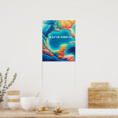 アメリカ湾のカラフル地図 ポスター (キッチン)