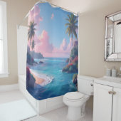 アメリカ湾の上の美しいピンクの雲 シャワーカーテン (インサイチュ)