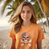 アメリカ湾の伝統的なドクロマークT Tシャツ